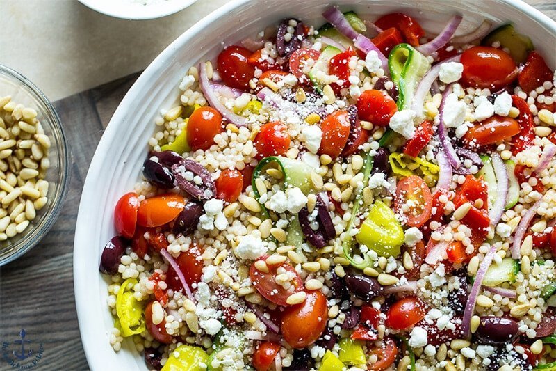 greek couscous salad with chickpeas