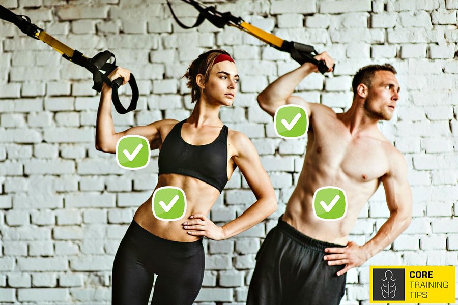 Diagram of the muscle groups worked during suspension trainer exercises
